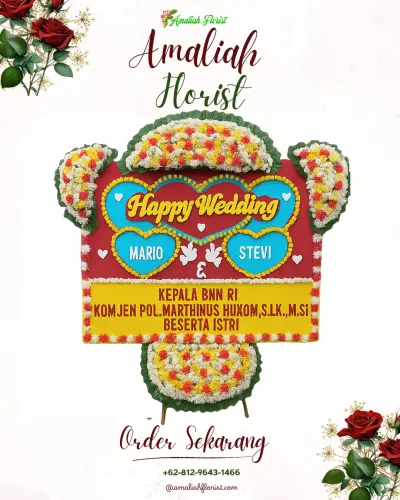 Karangan Papan Bunga Pernikahan di Dadap